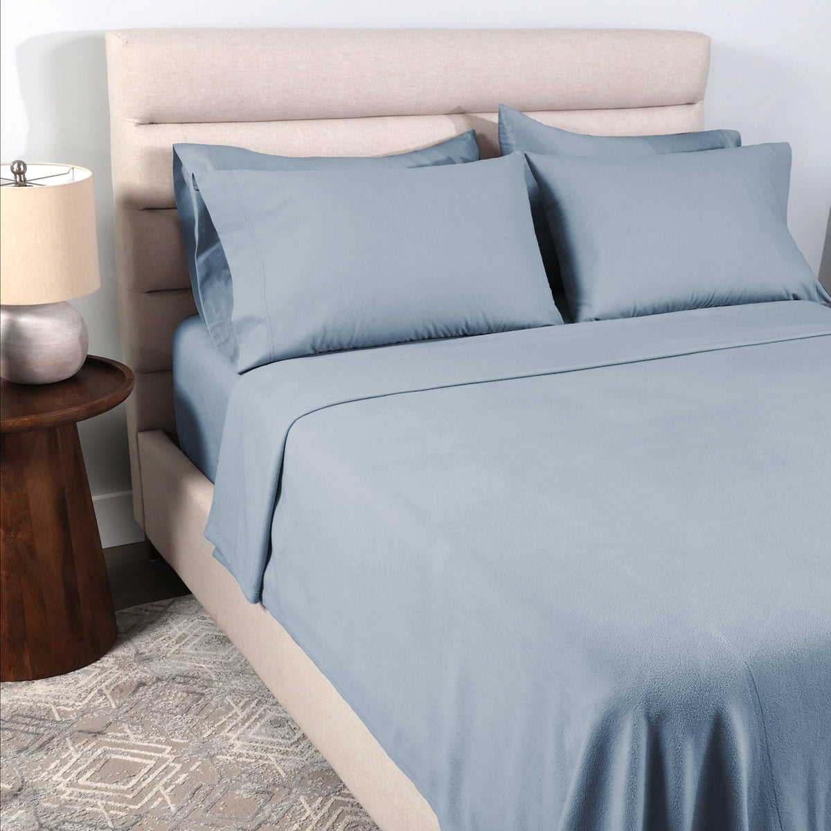 6Piece Fleece Satin King Sheet Set, Blue Nemcor Inc. (US)