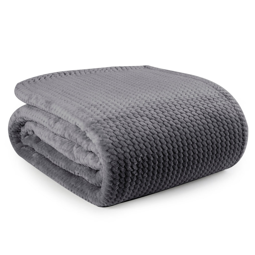Life Comfort Jacquard Velvet Touch Blanket, Dark Grey 112" x 92" folded
