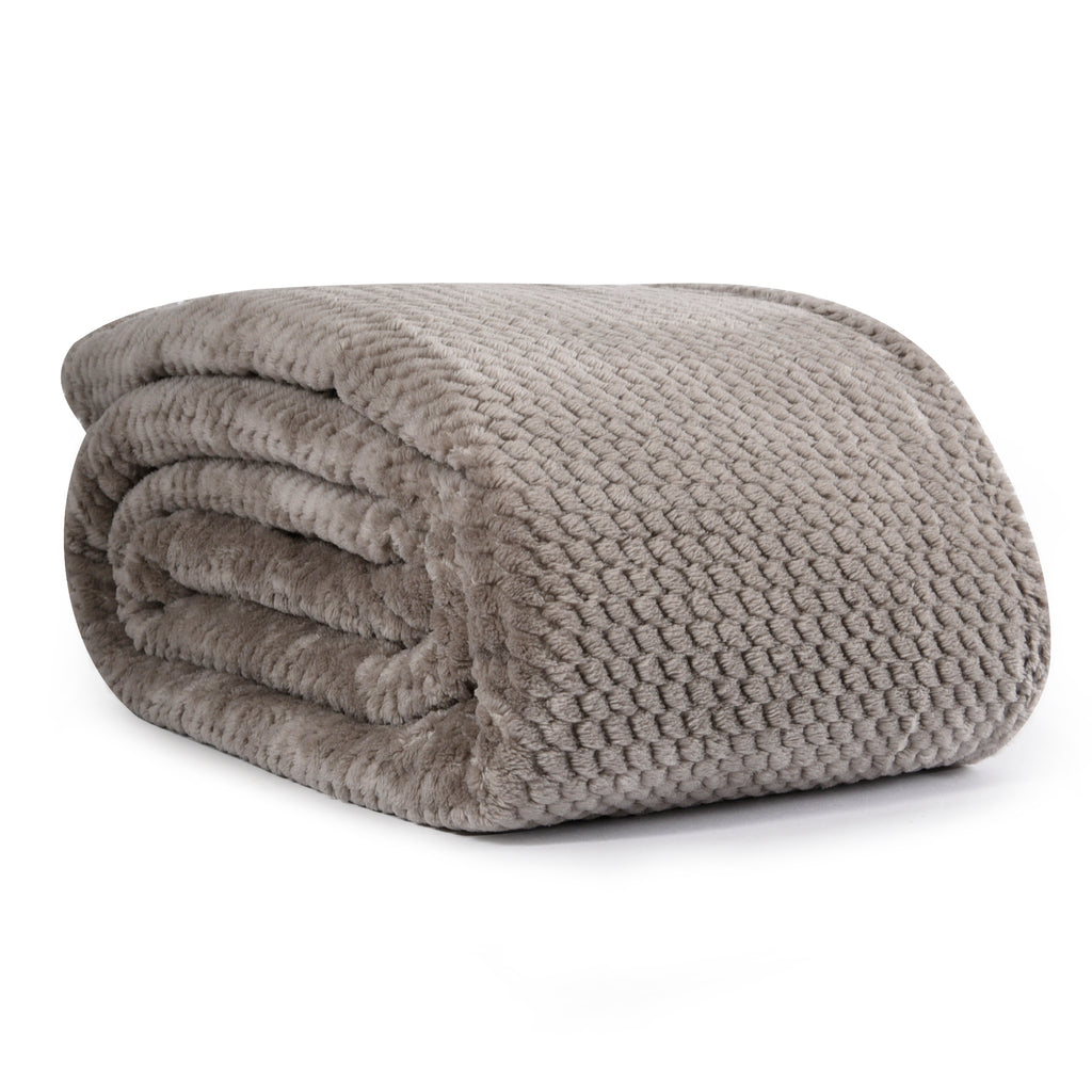 Life Comfort Jacquard Velvet Touch Blanket, Grey 96" x 66" folded