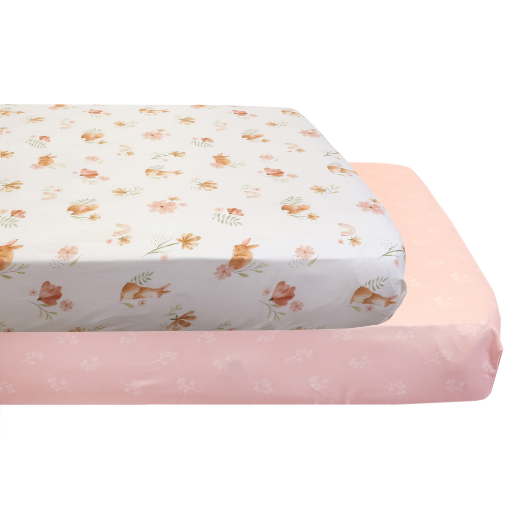 2-Pack Fitted Crib Sheets, Floral stacked