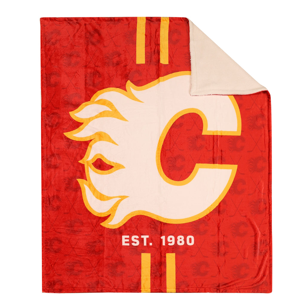 NHL Calgary Flames Sherpa Blanket, 60" x 70" flat