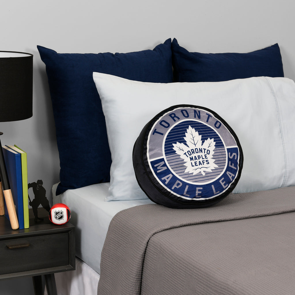 NHL Toronto Maple Leafs Puck Pillow, 14" x 14" room shot