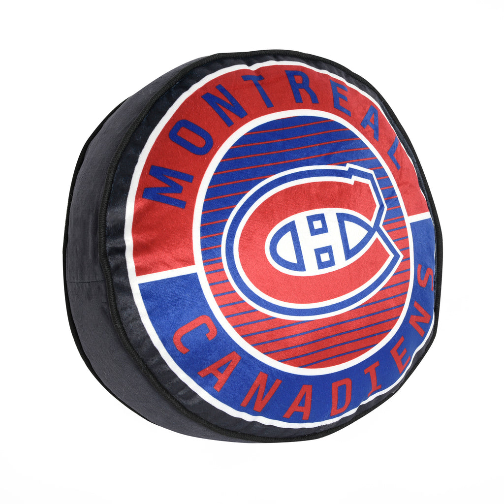 NHL Montreal Canadiens Puck Pillow, 14" x 14" flat lay