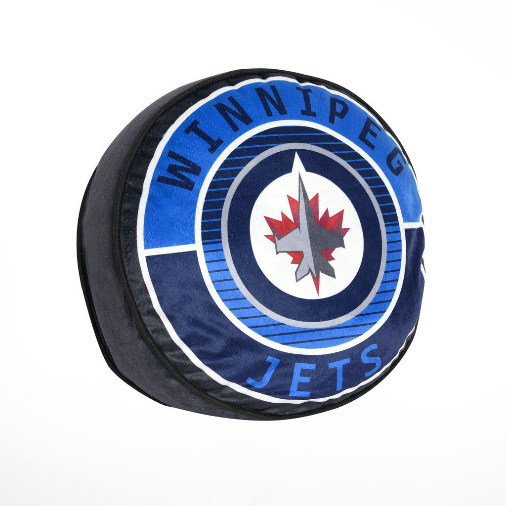 NHL Winnipeg Jets Puck Pillow, 14" x 14" flat lay