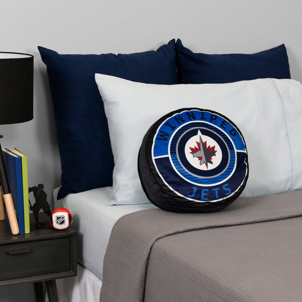 NHL Winnipeg Jets Puck Pillow, 14" x 14" room shot