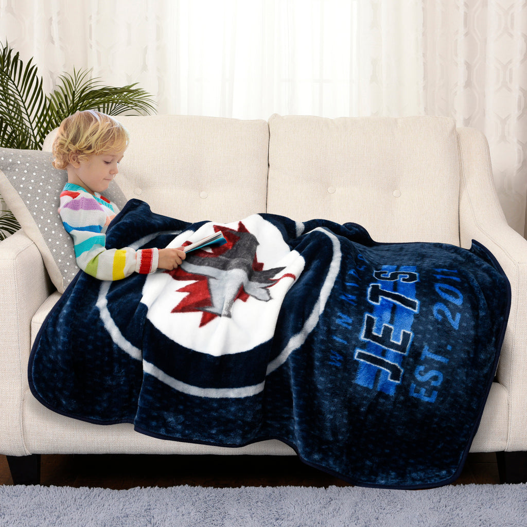 NHL Winnipeg Jets Plush Super Soft Blanket, 40" x 50" lifestyle