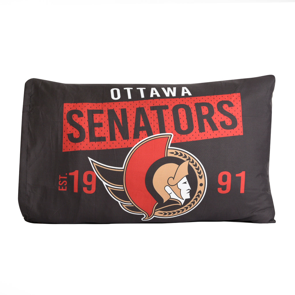 NHL Ottawa Senators 2-Piece Pillowcase, 20" x 30" flat lay back