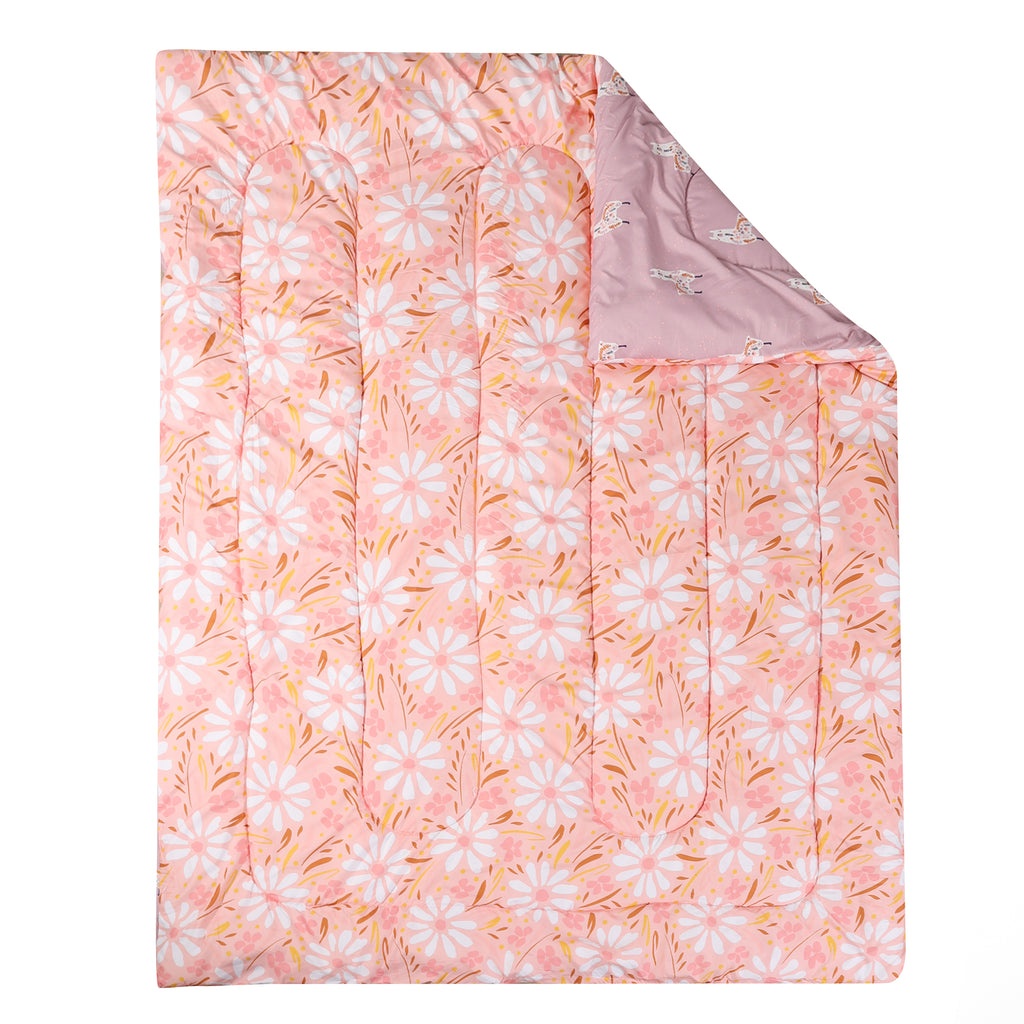 4-Piece Twin Bedding Set, Llama Garden comforter front
