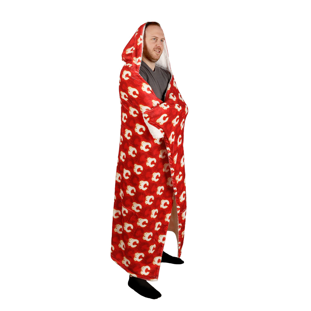 NHL Calgary Flames Hooded Throw on model