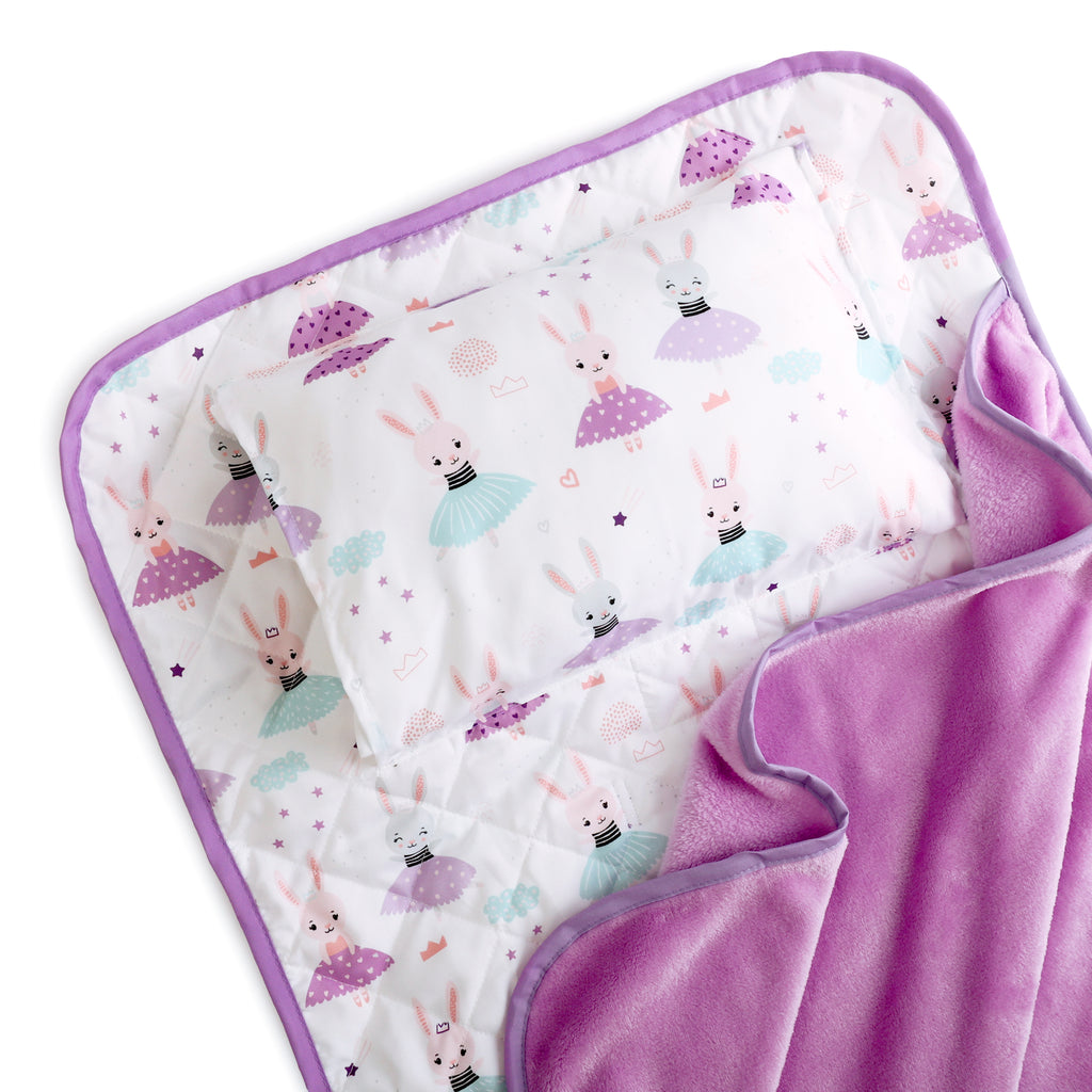 Kids Cot Nap Mat, Bunny Ballerinas Pillow