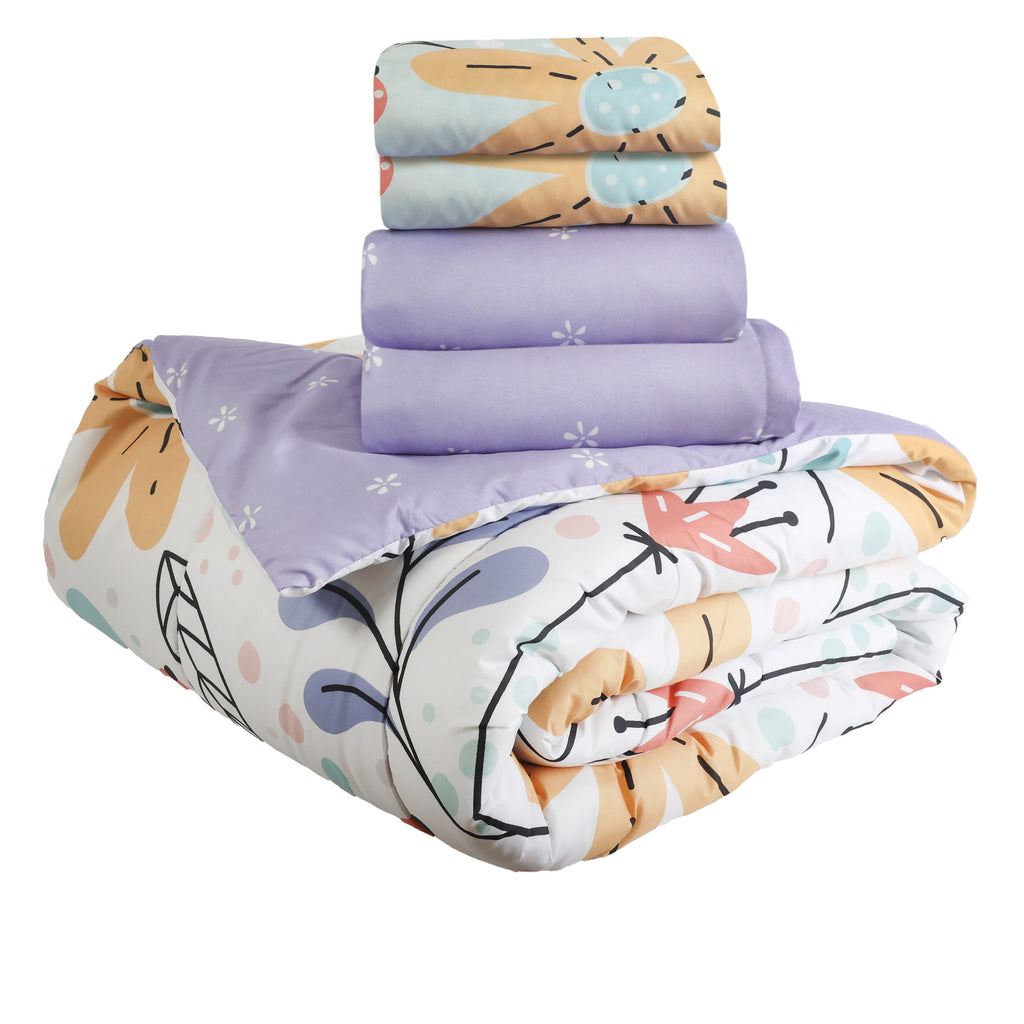 5-Piece Full Bedding Set, Floral stacked