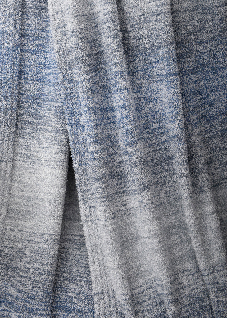 Chenille Feather Yarn Throw, Blue 50" x 60" close up