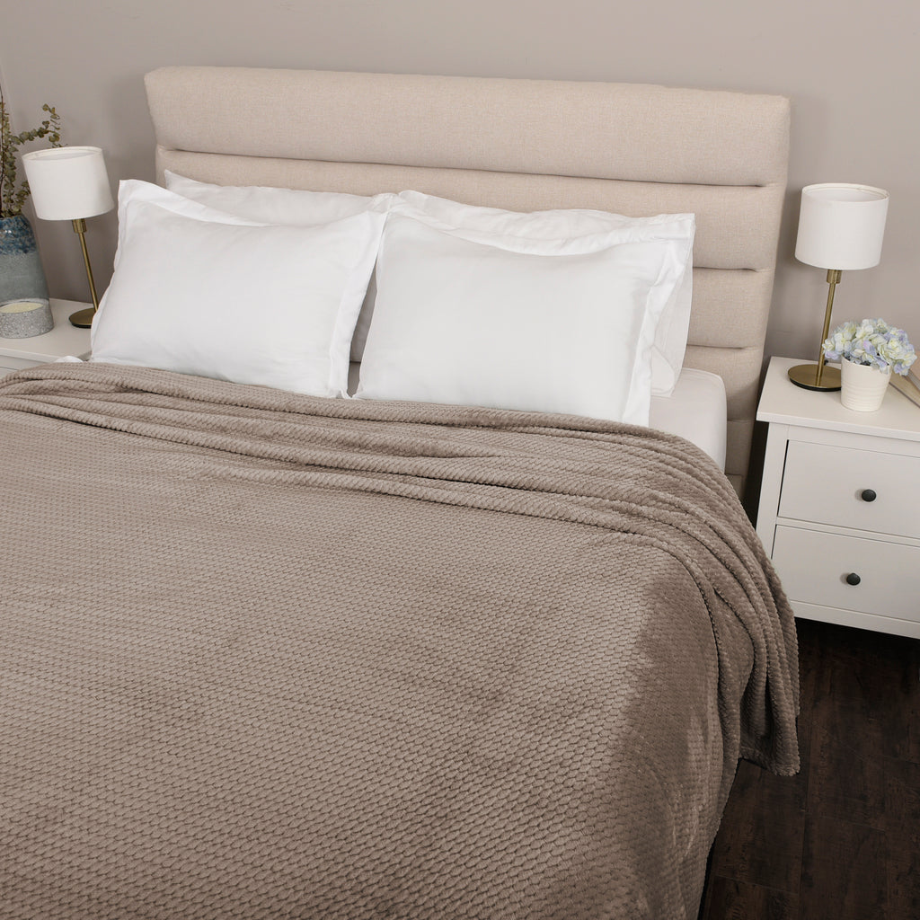 Life Comfort Jacquard Velvet Touch Blanket, Grey 98" x 92" room shot