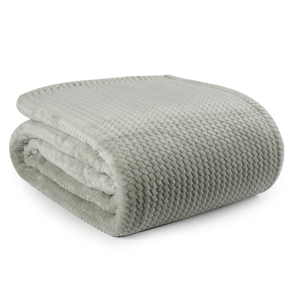 Life Comfort Jacquard Velvet Touch Blanket, Green 98" x 92" folded