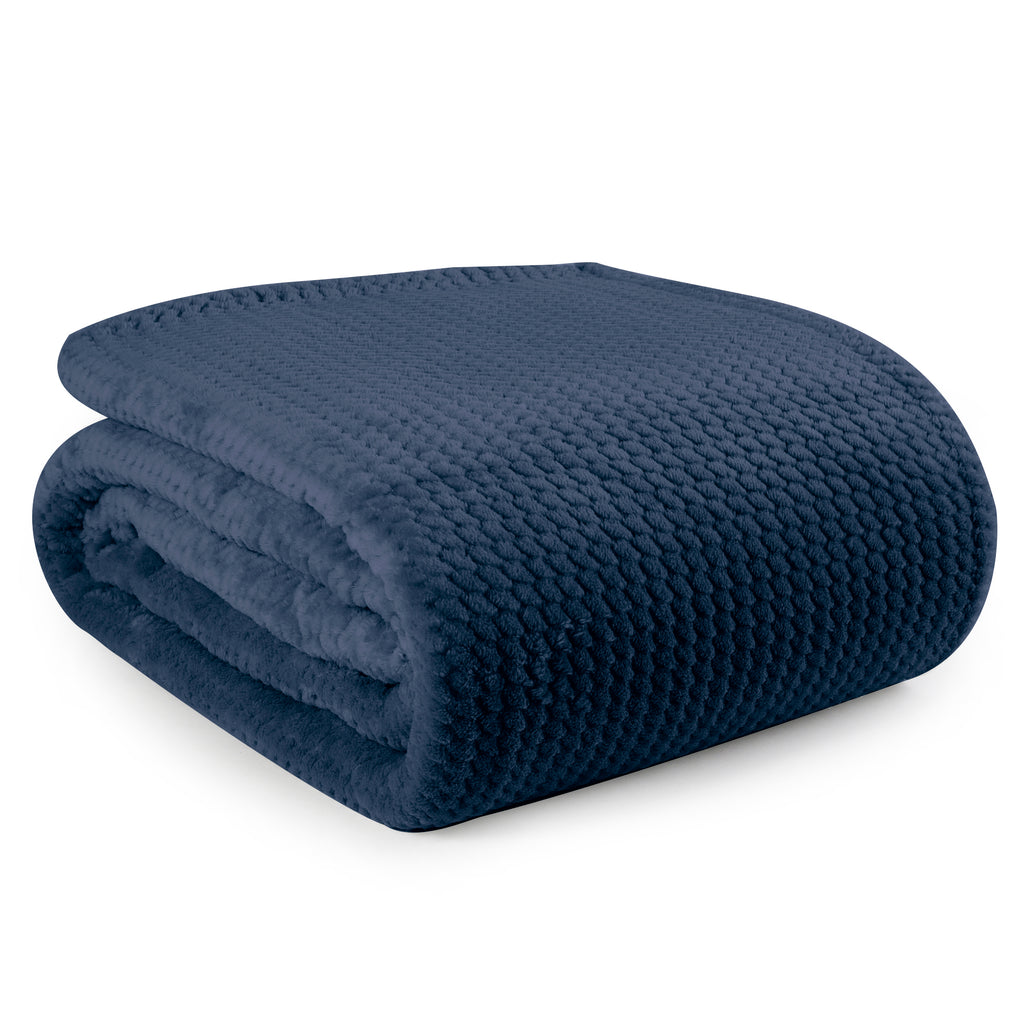 Life Comfort Jacquard Velvet Touch Blanket, Blue 98" x 92" folded