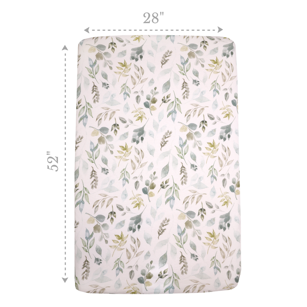 Jersey Fitted Crib Sheet, Botanical dimensions