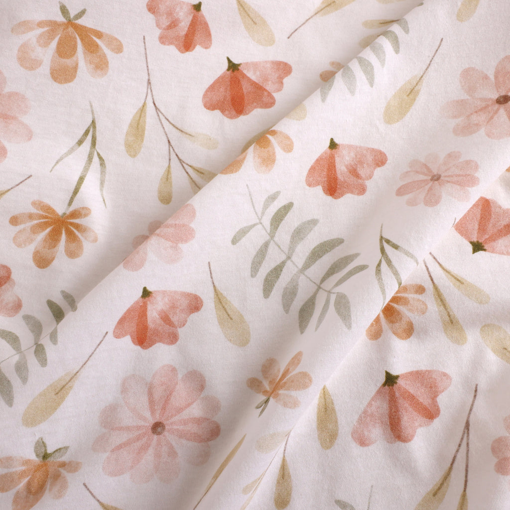 Jersey Fitted Crib Sheet, Floral close up