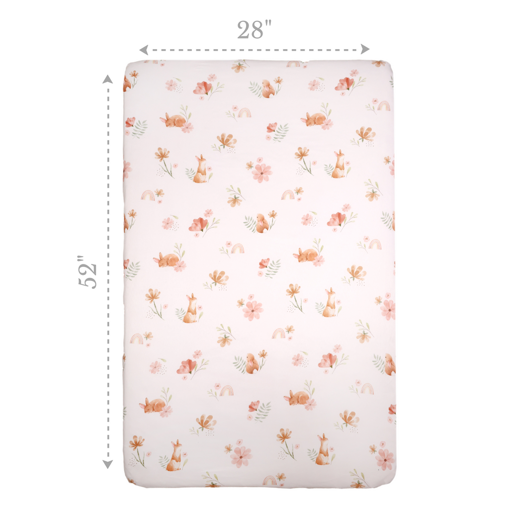 2-Pack Fitted Crib Sheets, Floral measurements