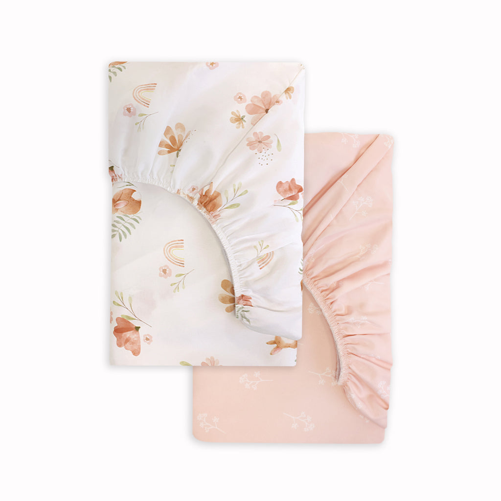 2-Pack Fitted Crib Sheets, Floral elastic