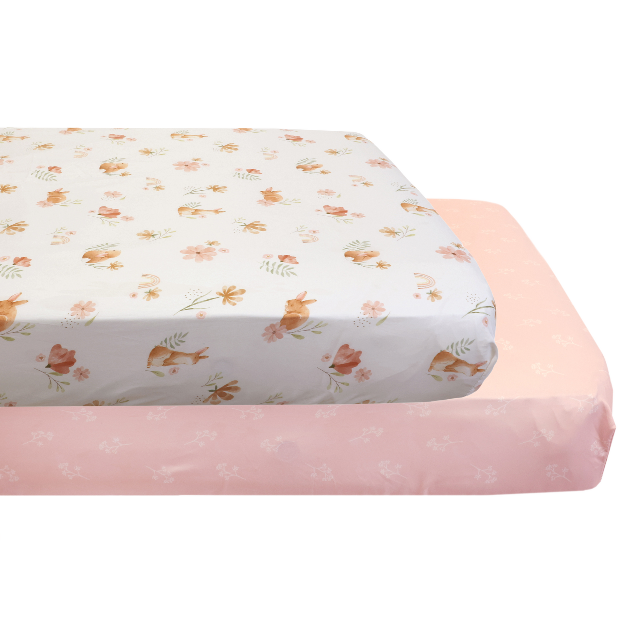 2-Pack Fitted Crib Sheets, Floral