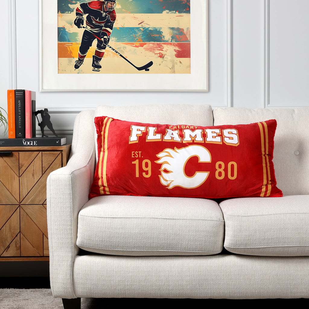 NHL Calgary Flames Body Pillow, 18" x 36" room shot