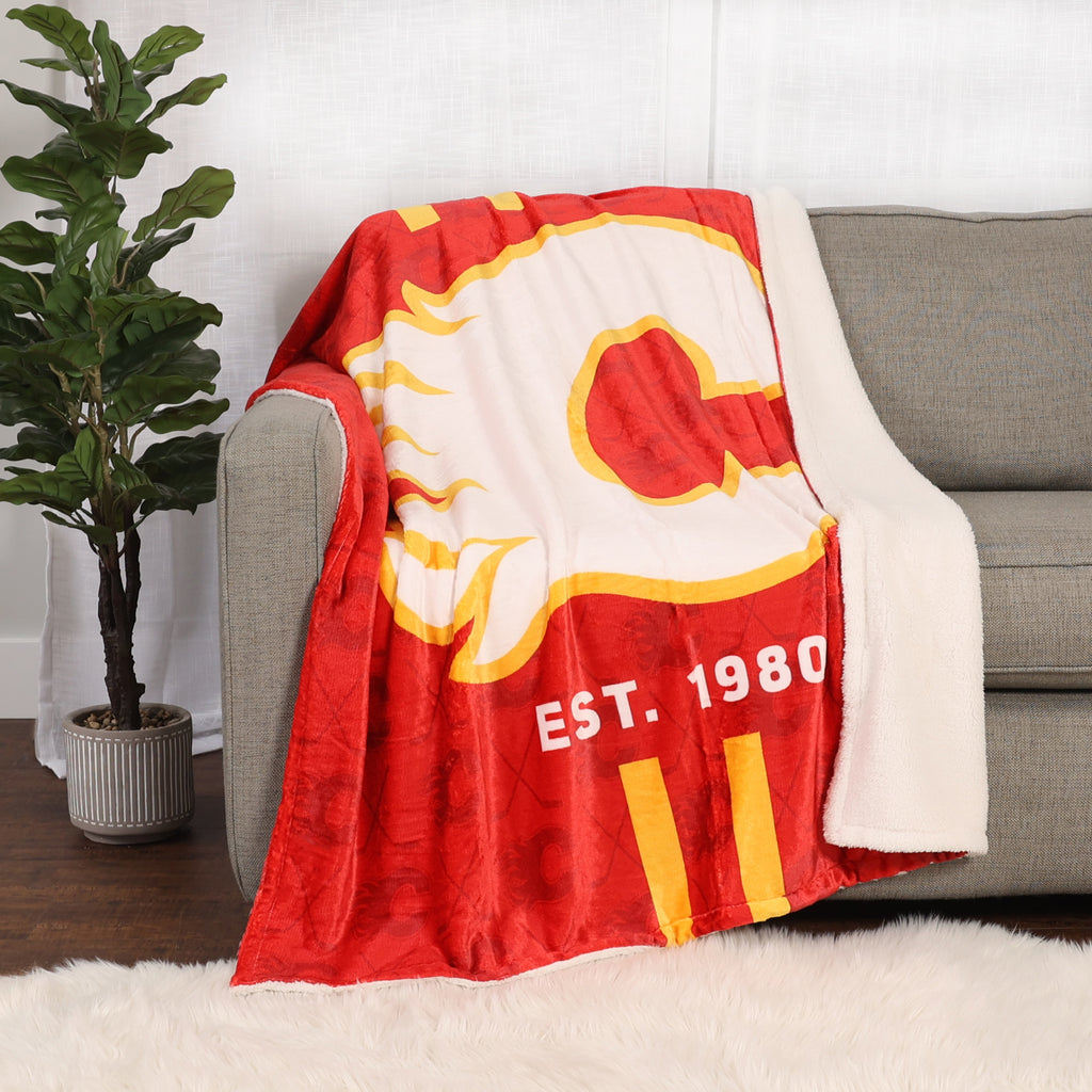 NHL Calgary Flames Sherpa Blanket, 60" x 70" room shot