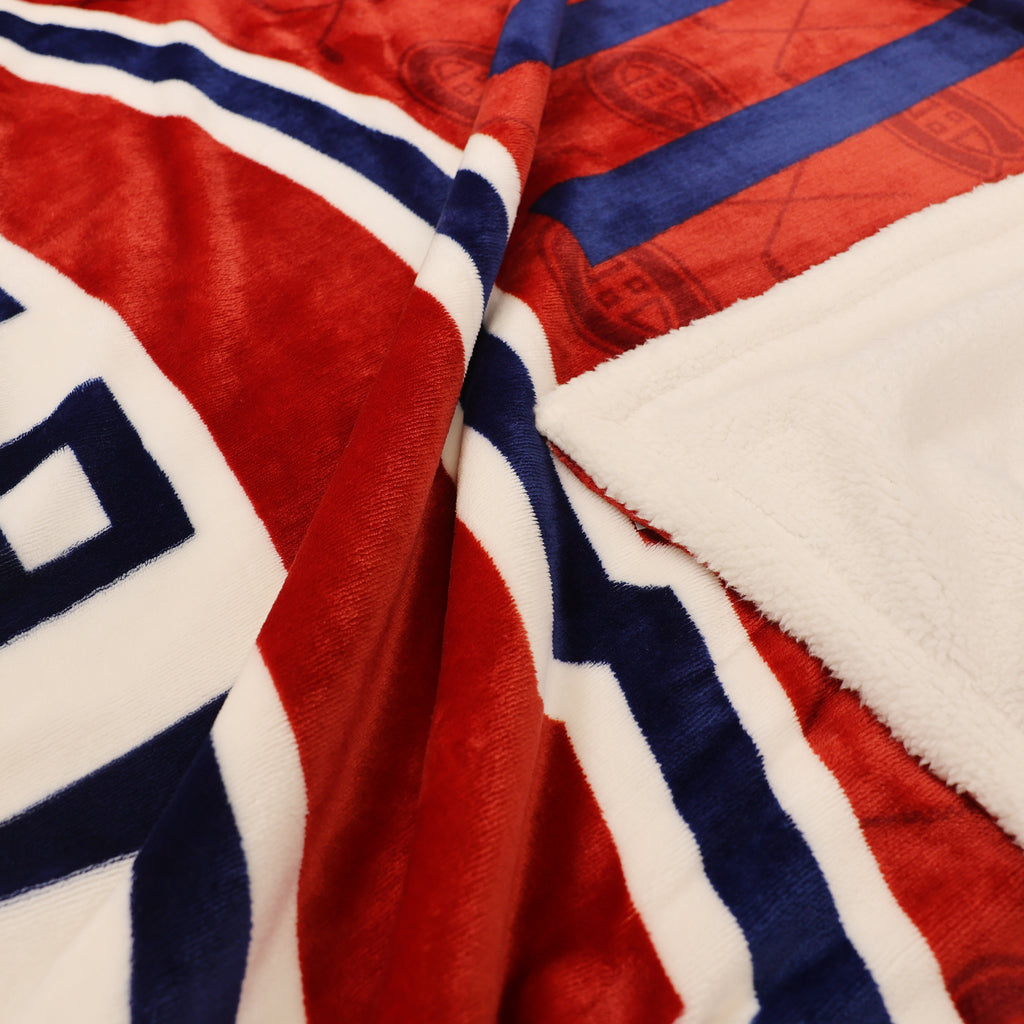 NHL Montreal Canadiens Sherpa Blanket, 50" x 60" close up