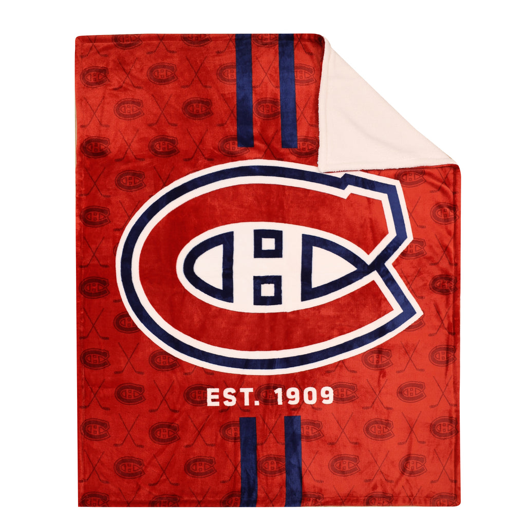 NHL Montreal Canadiens Sherpa Blanket, 50" x 60" flat
