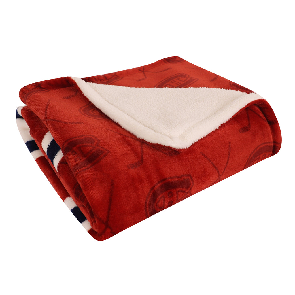 NHL Montreal Canadiens Sherpa Blanket, 50" x 60" folded