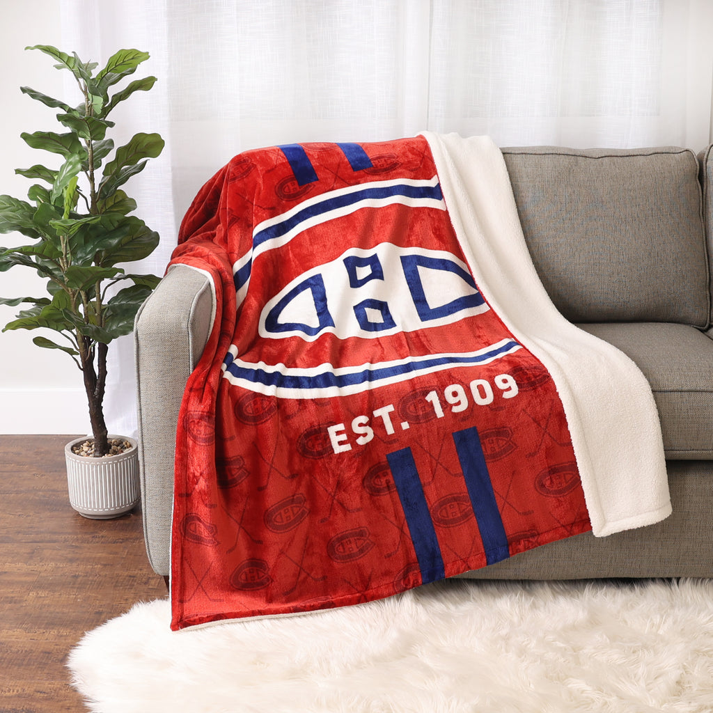NHL Montreal Canadiens Sherpa Blanket, 50" x 60" room shot