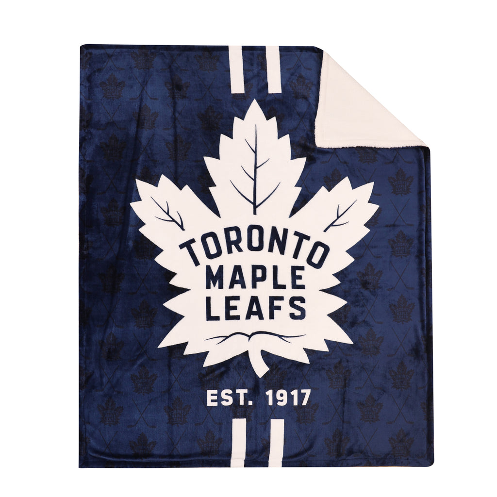 NHL Toronto Maple Leafs Sherpa Blanket, 50" x 60" flat