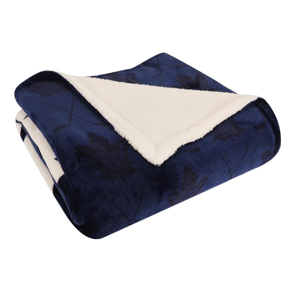 NHL Toronto Maple Leafs Sherpa Blanket, 50" x 60" folded