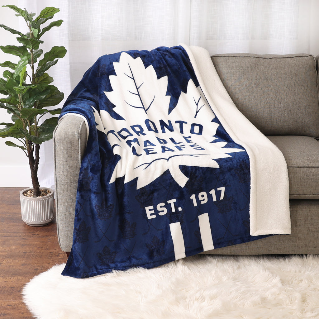 NHL Toronto Maple Leafs Sherpa Blanket, 50" x 60" room shot