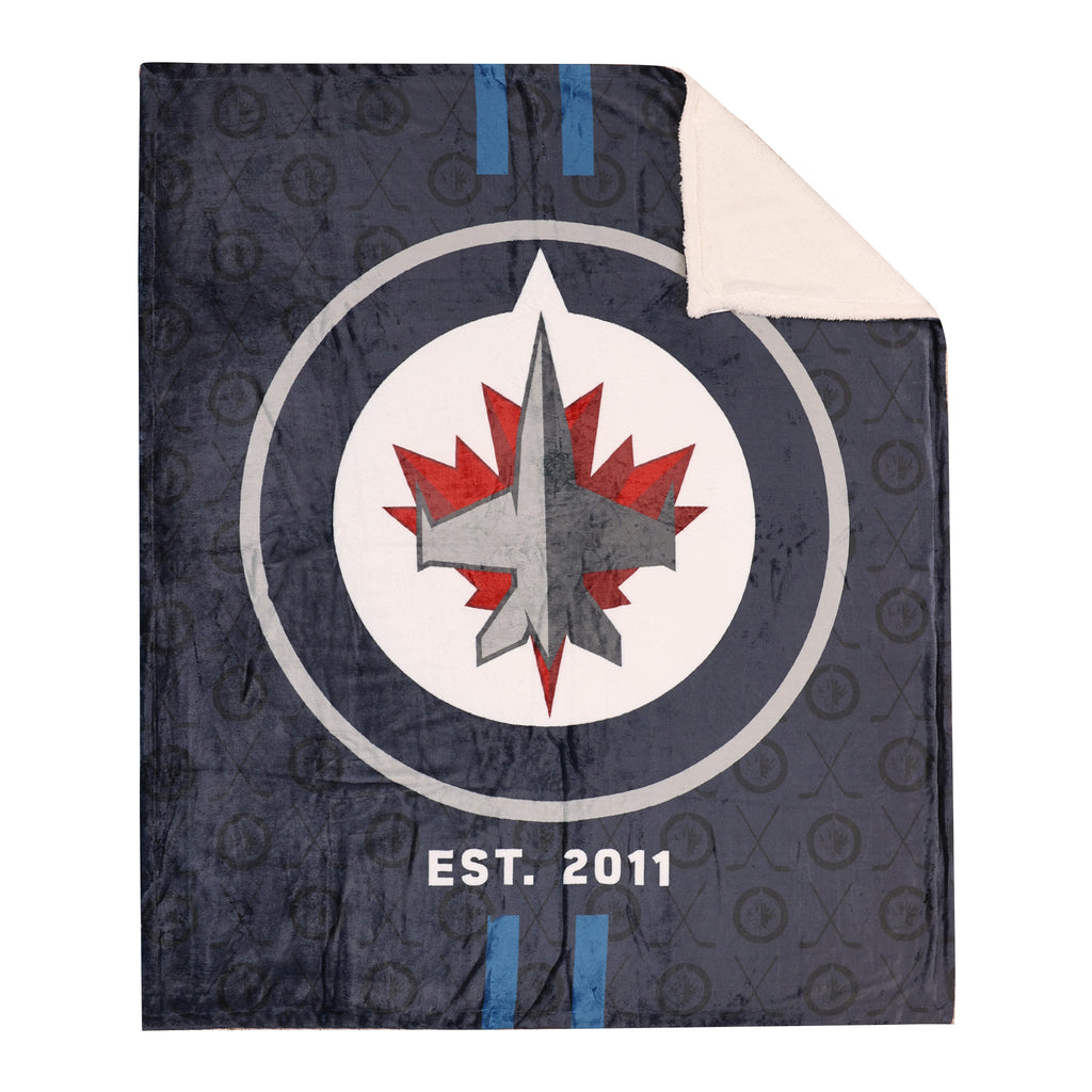 NHL Winnipeg Jets Sherpa Blanket, 50" x 60" flat