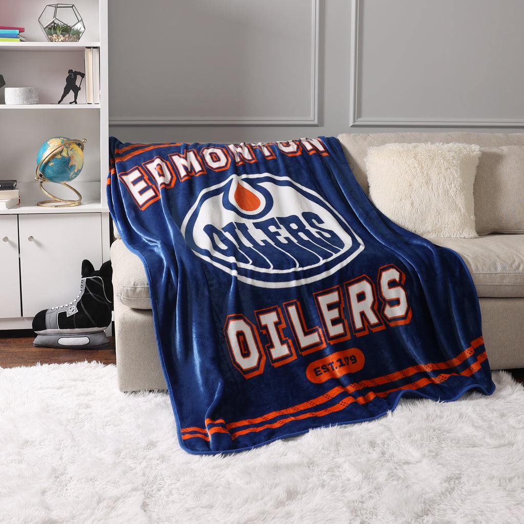 NHL Edmonton Oilers Plush Blanket, 60" x 70" room shot