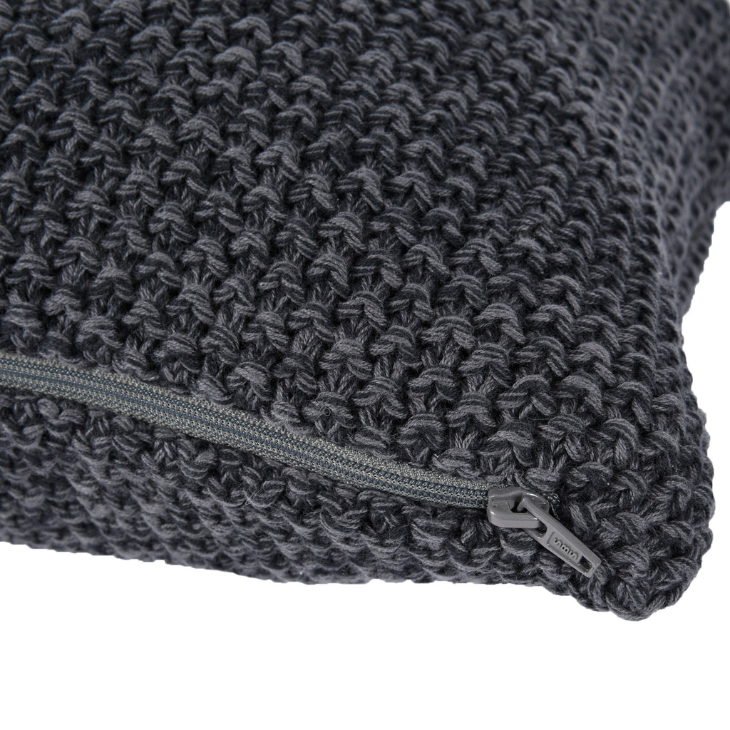 Life Comfort 2-Piece Cotton Knitted Pillow Covers, Dark Grey 12" x 20" zipper closed