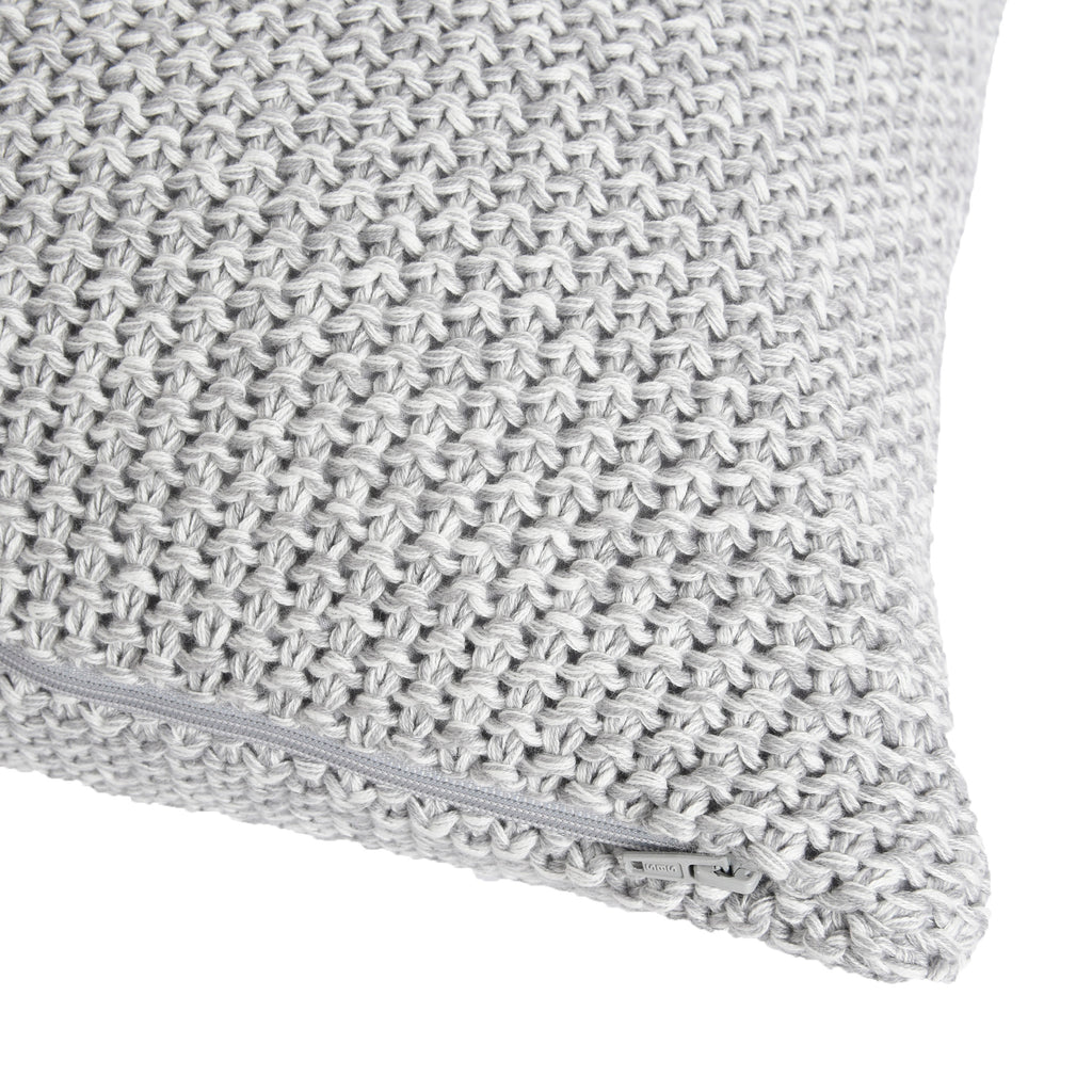 Life Comfort 2-Piece Cotton Knitted Pillow Covers, Light Grey 18" x 18" zipper closed