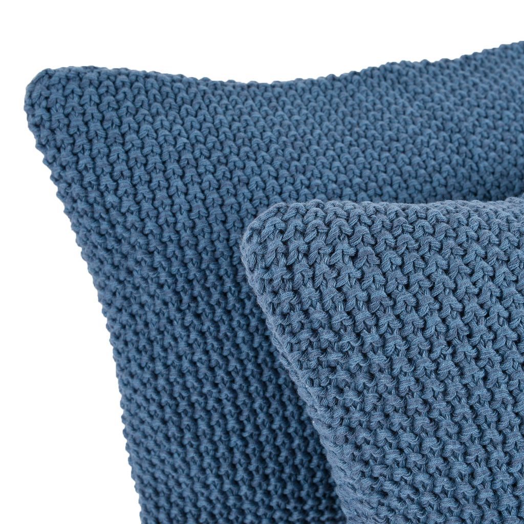 Life Comfort 2-Piece Cotton Knitted Pillow Covers, Navy 12" x 20" close up