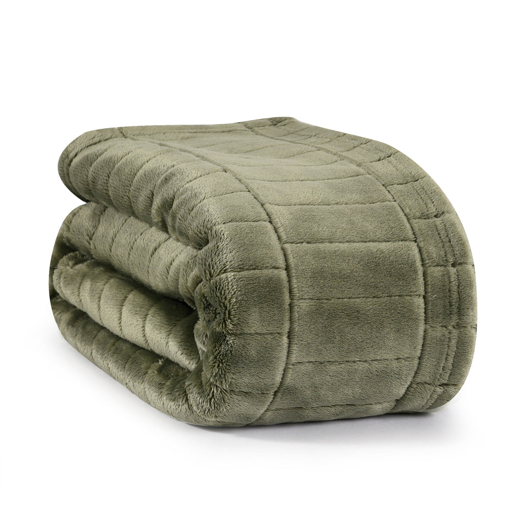 Life Comfort Recycled Brick Jacquard Blanket, Green 90” x 90” folded