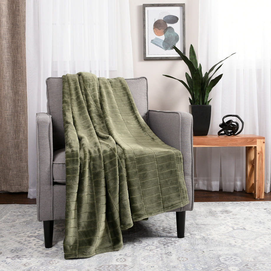 Life Comfort Recycled Brick Jacquard Throw Green 50 x 60