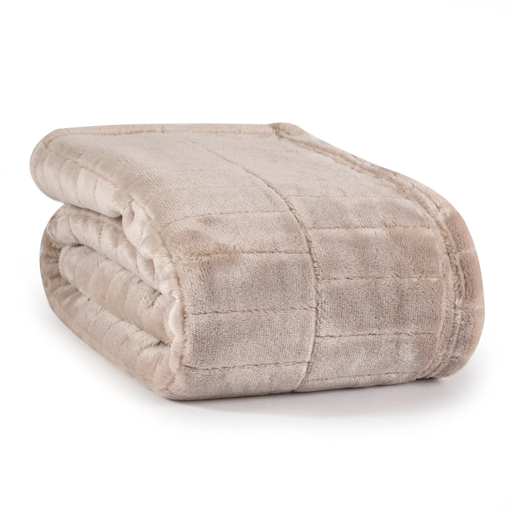 Life Comfort Recycled Brick Jacquard Blanket, Taupe 108” x 90” folded