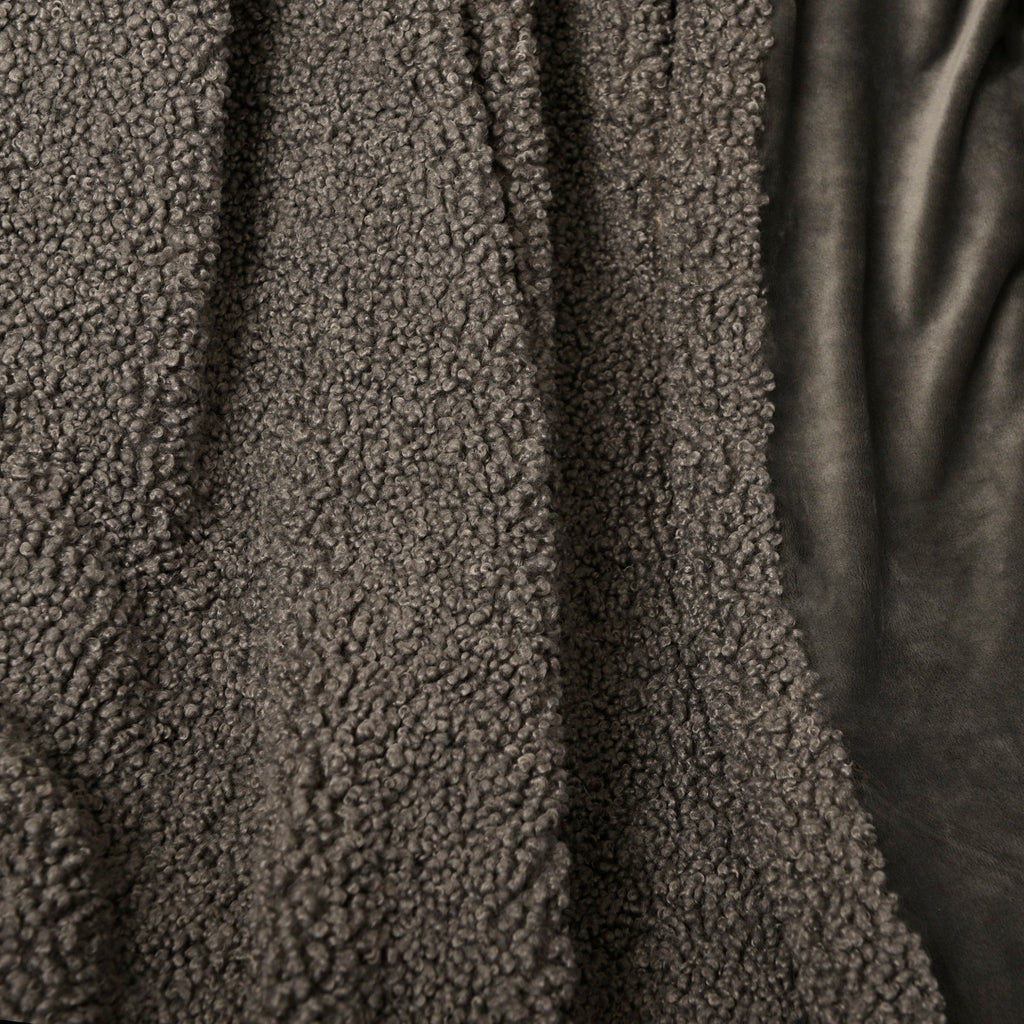 Life Comfort Faux Teddy Fur Throw, Grey 50" x 60" close up