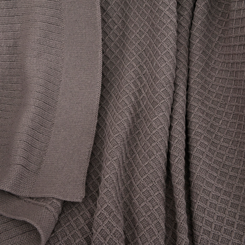 Life Comfort Recycled Waffle Knit Throw, Grey 50" x 60" close up