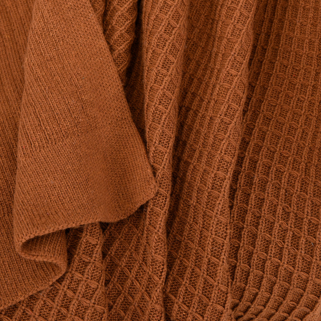 Life Comfort Recycled Waffle Knit Throw, Rust 50" x 60" close up