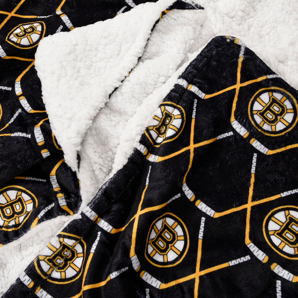 NHL Boston Bruins Hooded Wearable Throw Blanket, 50" x 70" close up