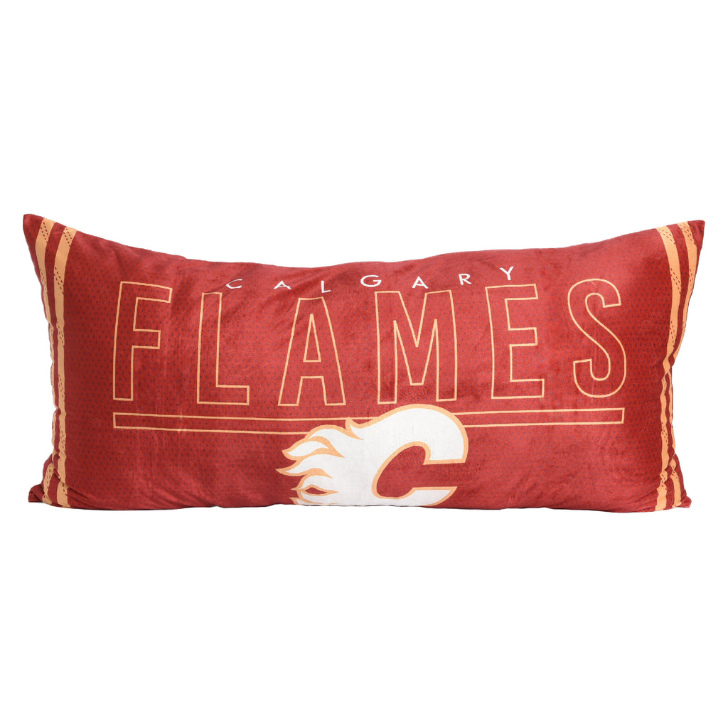 NHL Calgary Flames Body Pillow, 18" x 36" flat lay