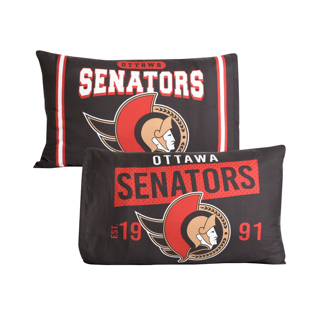 NHL Ottawa Senators 2-Piece Pillowcase, 20" x 30" flat lay