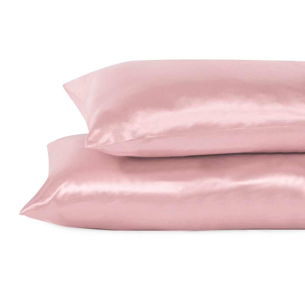 Life Comfort 2-Piece Satin Pillowcase, Pink 20" x 32" stacked