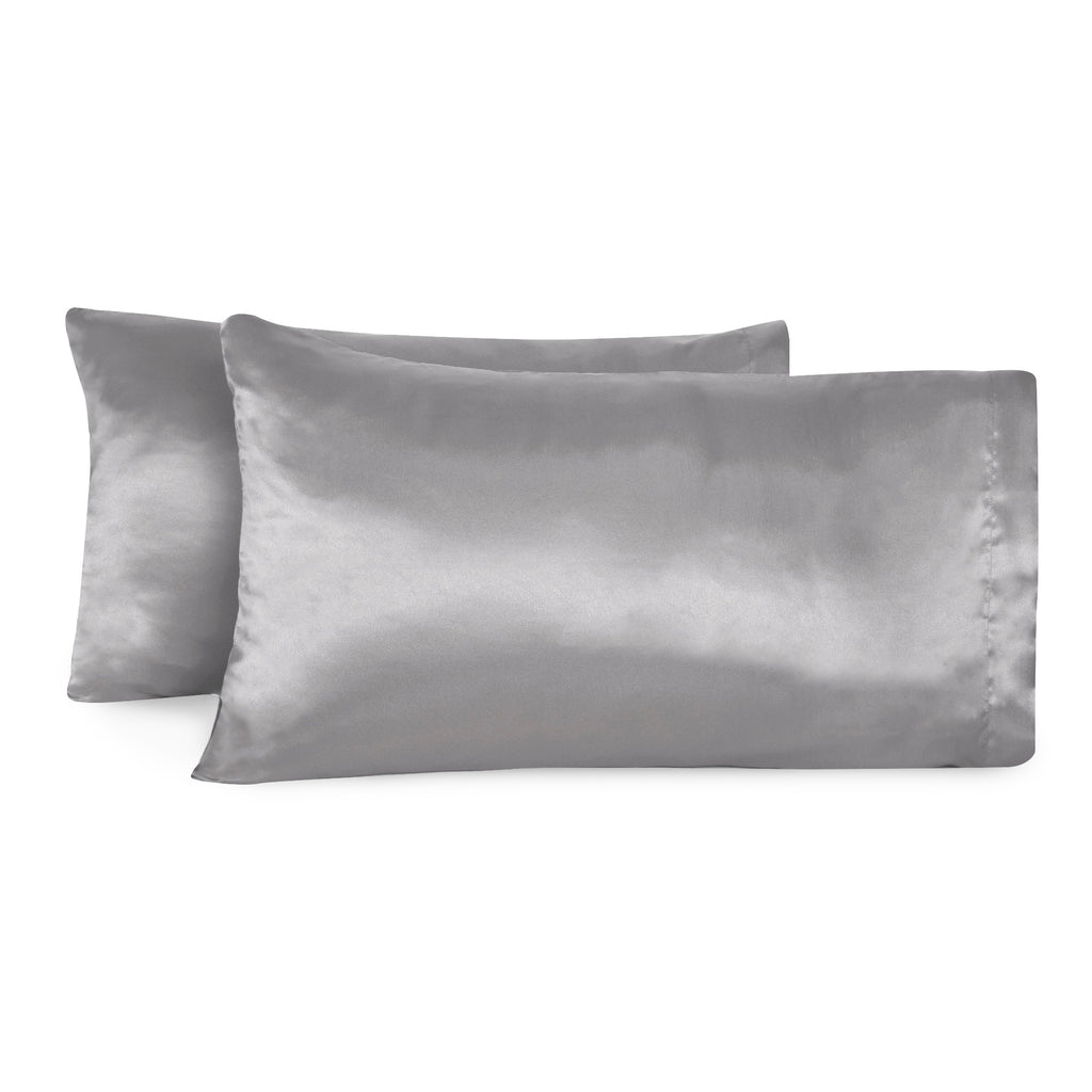 Life Comfort 2-Piece Satin Pillowcase, Grey 20" x 36"