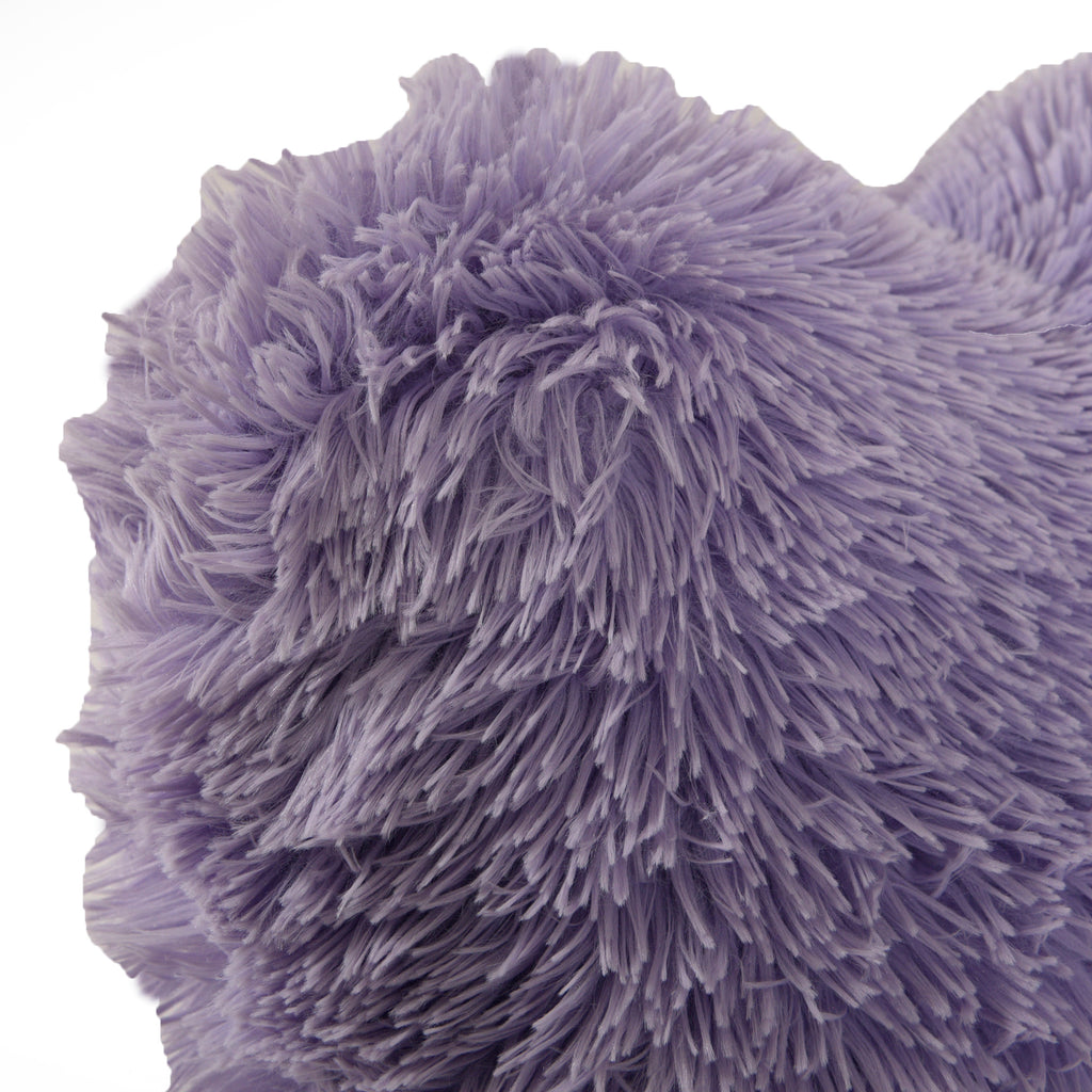 Funky Fur Heart Décor Cushion, Purple close up